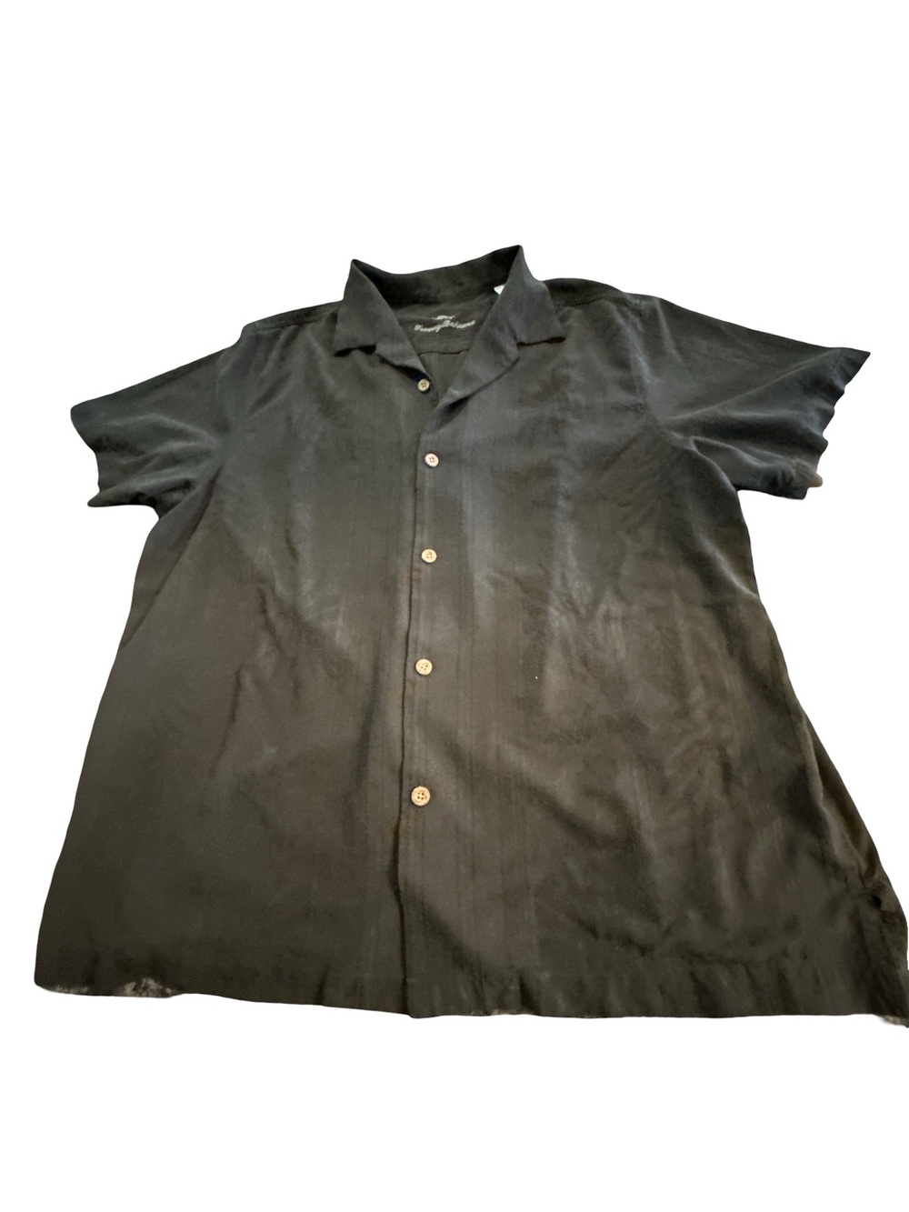 Tommy Bahama Mens XXL Black 100% Silk Camp Shirt Embroidered Marlin Resortwear